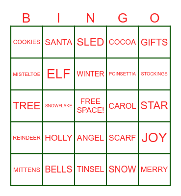 CHRISTMAS BINGO Card