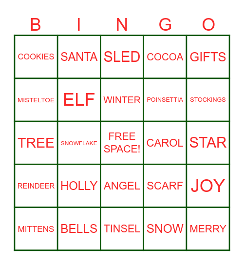 CHRISTMAS BINGO Card