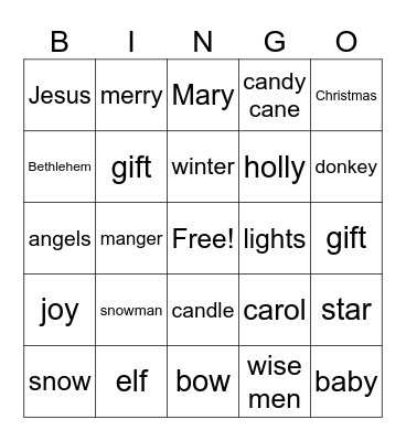 Holiday words Bingo - Araiza Bingo Card
