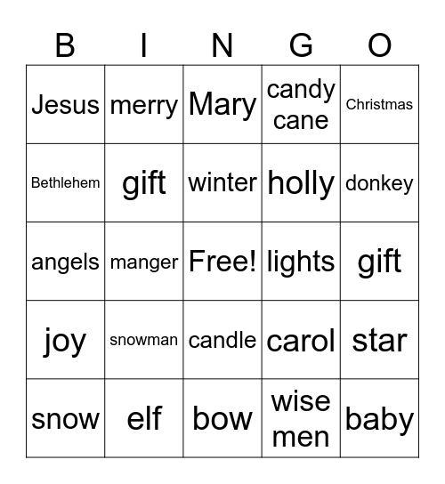 Holiday words Bingo - Araiza Bingo Card