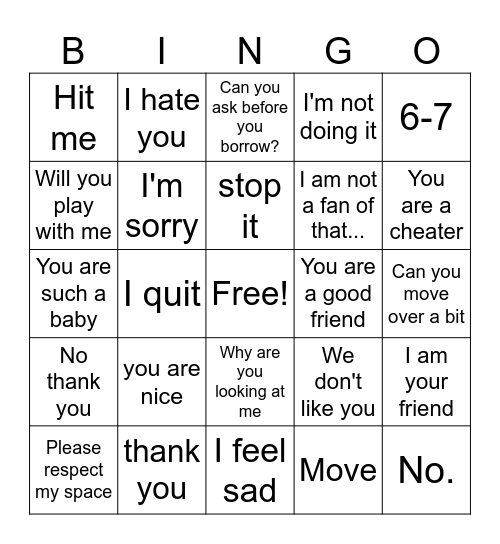 Taste your words Bingo Card