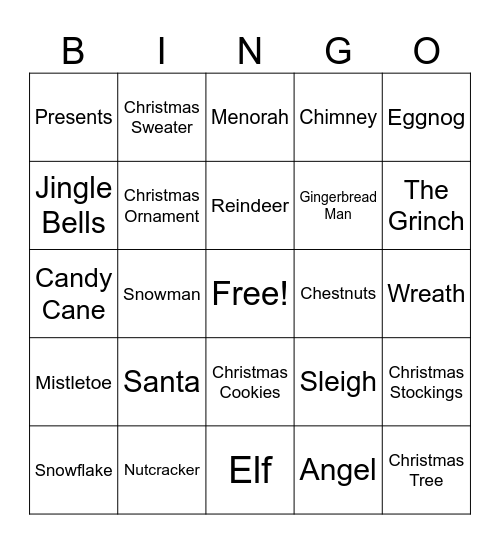 Christmas I-Spy Bingo Card