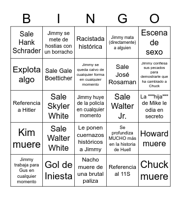 Better Call Saul Bingo Card
