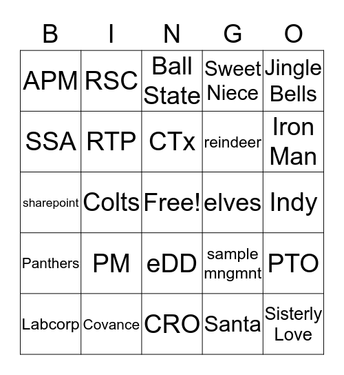 Holiday Bingo Covance Style Bingo Card