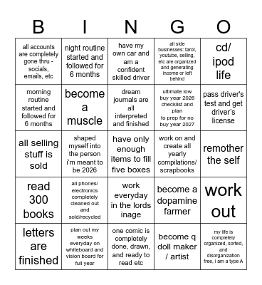 2026 Bingo Card