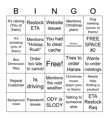 SANMAR BINGO - HOLIDAY EDITION Bingo Card