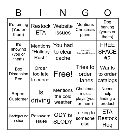 SANMAR BINGO - HOLIDAY EDITION Bingo Card