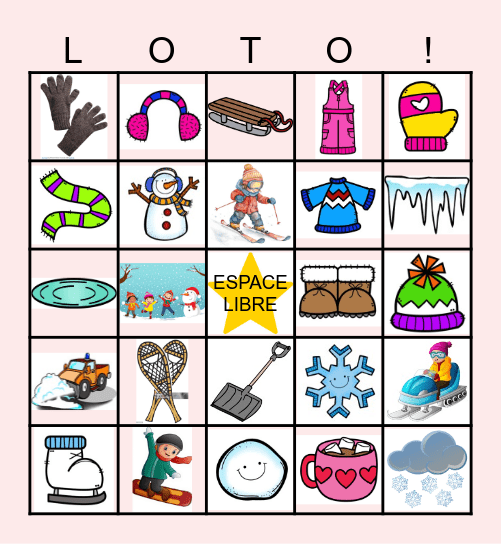 L'HIVER (images) Bingo Card