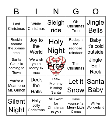 CHRISTMAS SONGS Bingo Card