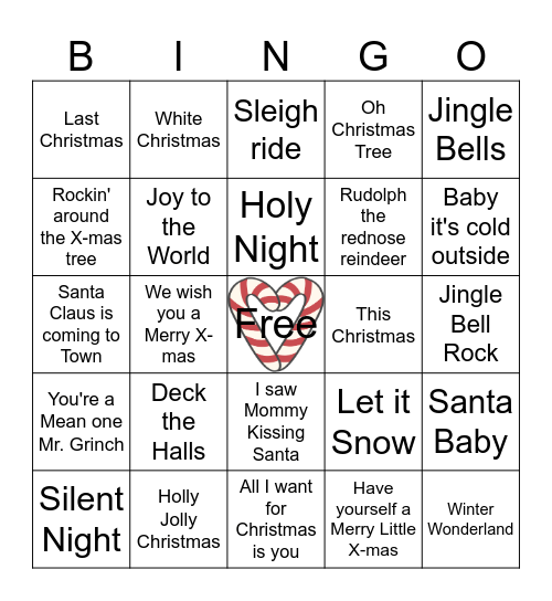 CHRISTMAS SONGS Bingo Card