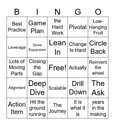 Modern Corporate Bingo Card