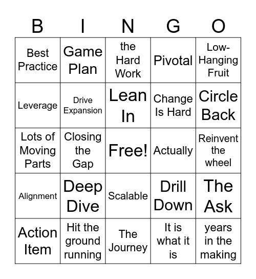 Modern Corporate Bingo Card
