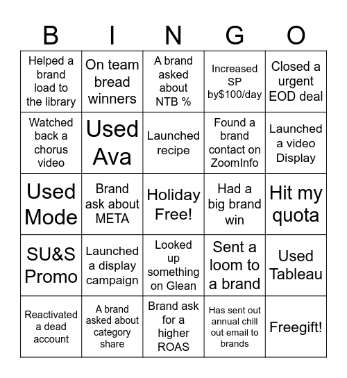 Bread Winner 2025 Bingo Card