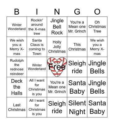 CHRISTMAS SONGS Bingo Card