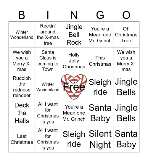 CHRISTMAS SONGS Bingo Card