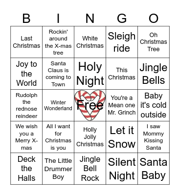 CHRISTMAS SONGS Bingo Card