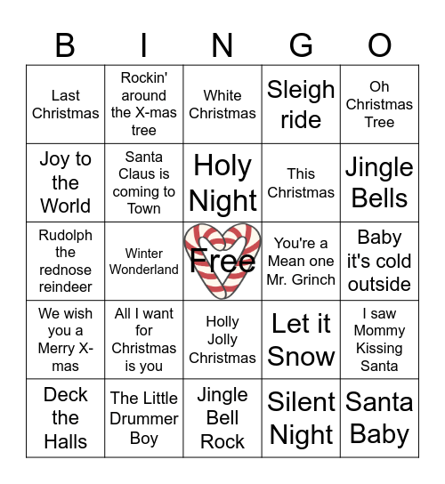 CHRISTMAS SONGS Bingo Card