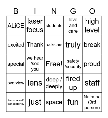 December Faculty Meeting Bingo Card