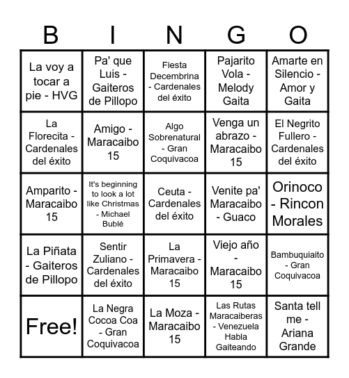 Bingo Navideño Bingo Card
