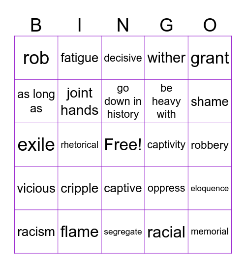 LT Book V Lesson 6 Bingo Card
