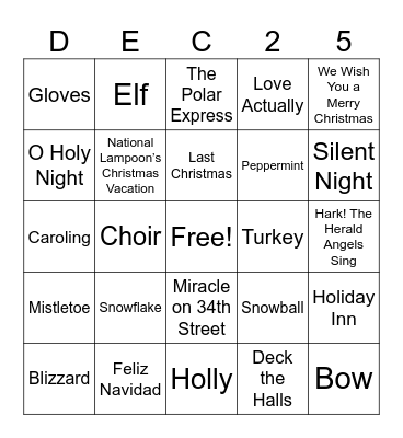 WRD Christmas Celebration Bingo Card