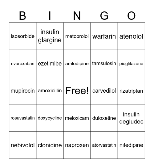 Brand Generic Bingo Card
