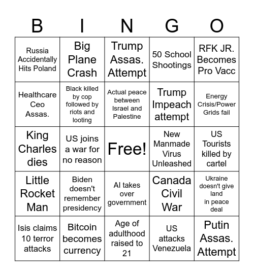 2026 Bingo Card