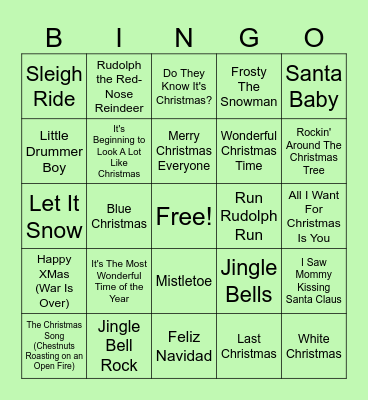 Guess The Christmas Song Bingo Card