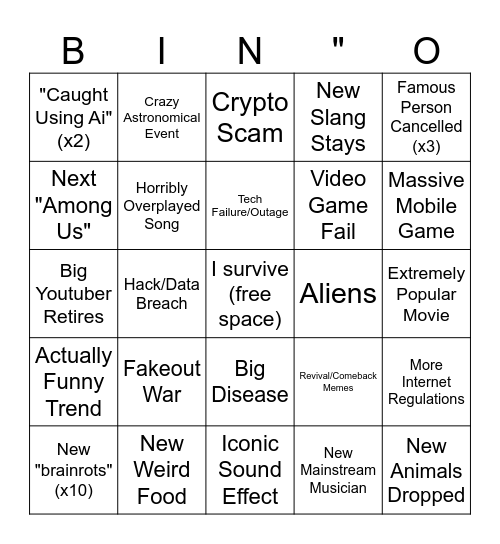 2026 Bingo Card