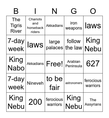New Empires Bingo Card