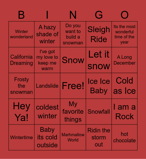 Music Bingo Card