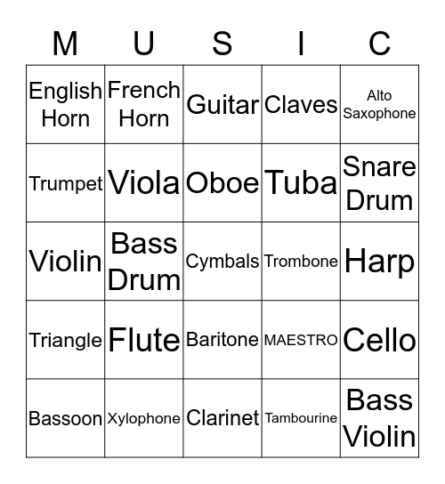 Music Bingo Card