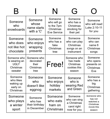 Christmas Bingo Card
