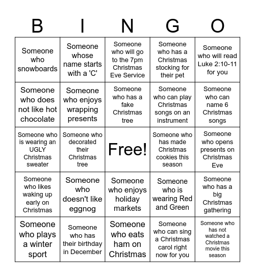 Christmas Bingo Card