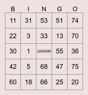 QASSIM Bingo Card