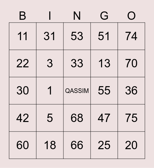 QASSIM Bingo Card