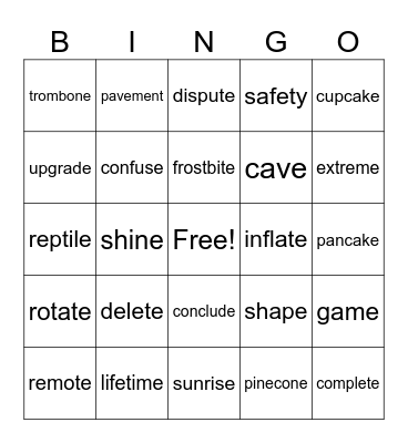 Magic E Bingo Card