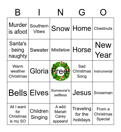 Christmas Song Bingo! Bingo Card