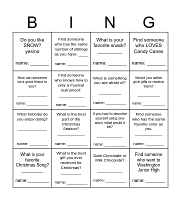 Christmas Friends BINGO! Bingo Card