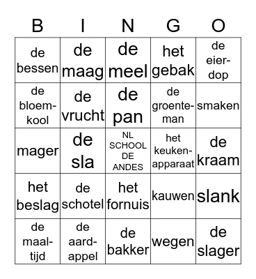 ETEN  (Thema 4 Groep 4) Bingo Card