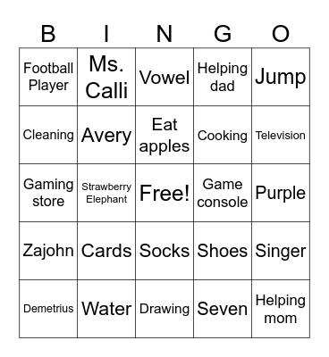 Kinder WIN Bingo Card