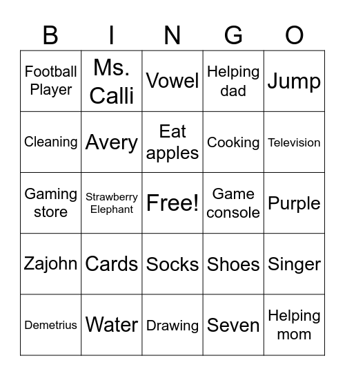 Kinder WIN Bingo Card
