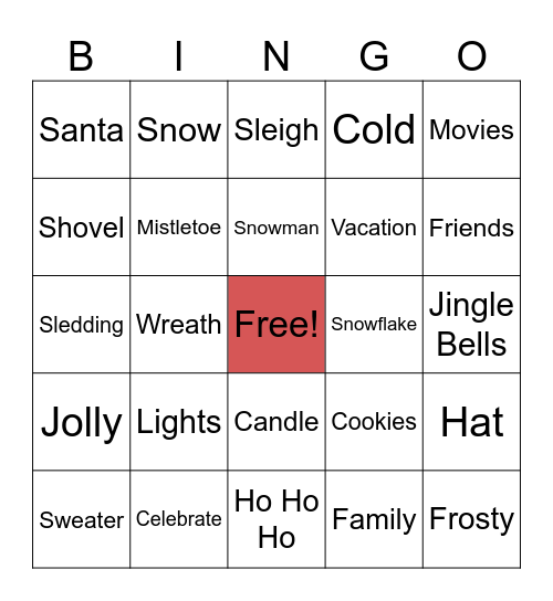 2025 Holiday Bingo Card
