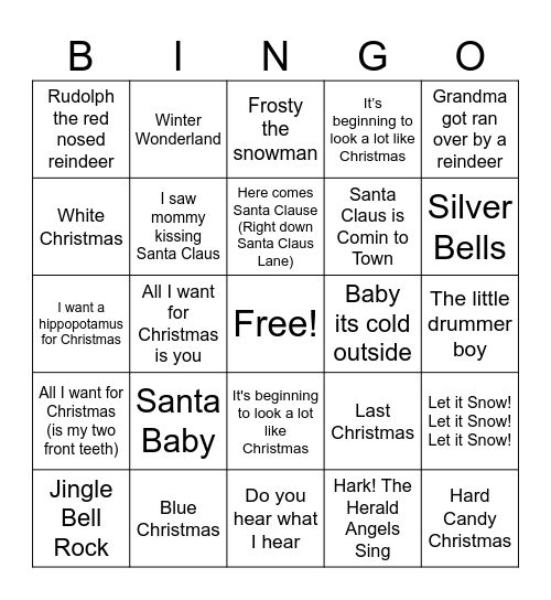 Holiday Bingo Card