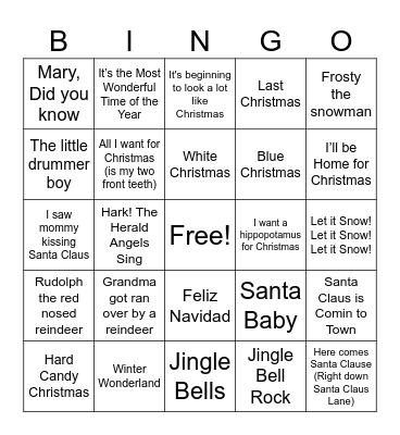 Holiday Bingo Card