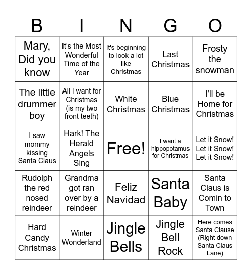 Holiday Bingo Card