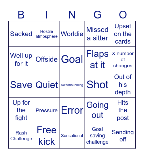 Cardiff V Chelsea Bingo Card