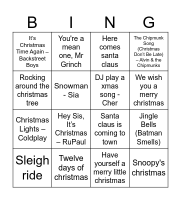 Xmas Jingo Bingo Card