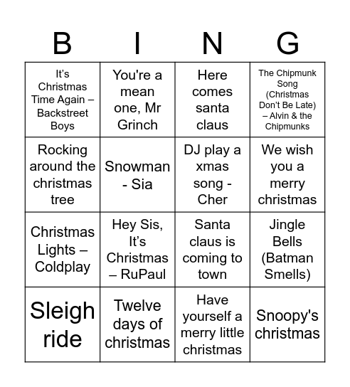 Xmas Jingo Bingo Card