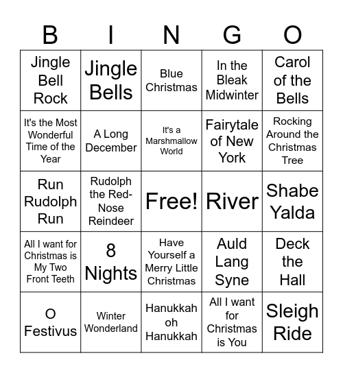 PSA Holiday Bingo! Bingo Card